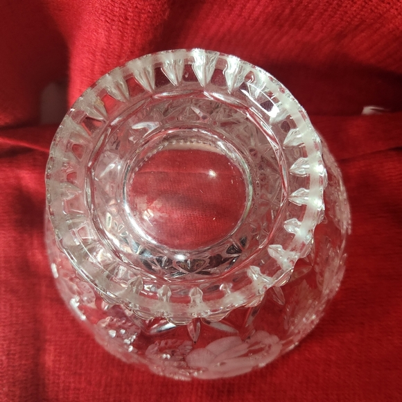 Crystal zajegar bowl 24% lead sawtooth and flower design - Picture 3 of 12